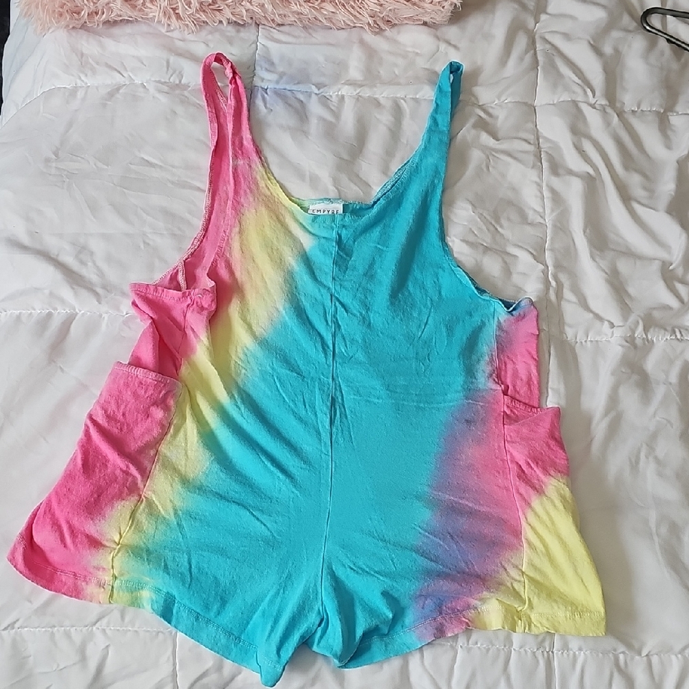 Tie-Dye Pastel Romper - Blue, Pink & Yellow
